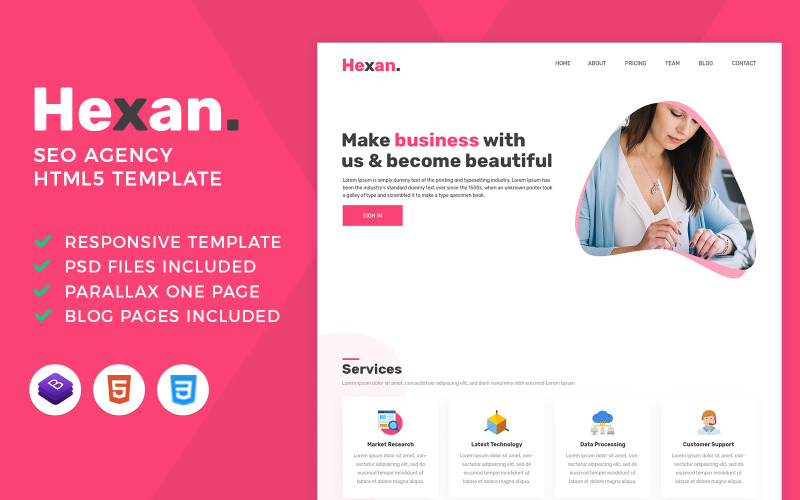 Hexan - Modèle HTML pour agence numérique/agence de référencement