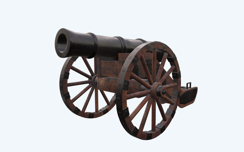 Středověké Powder Cannon Low-poly 3D model