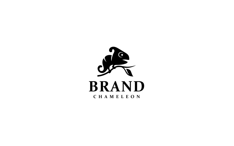 Chamäleon auf Zweig Logo Vorlage