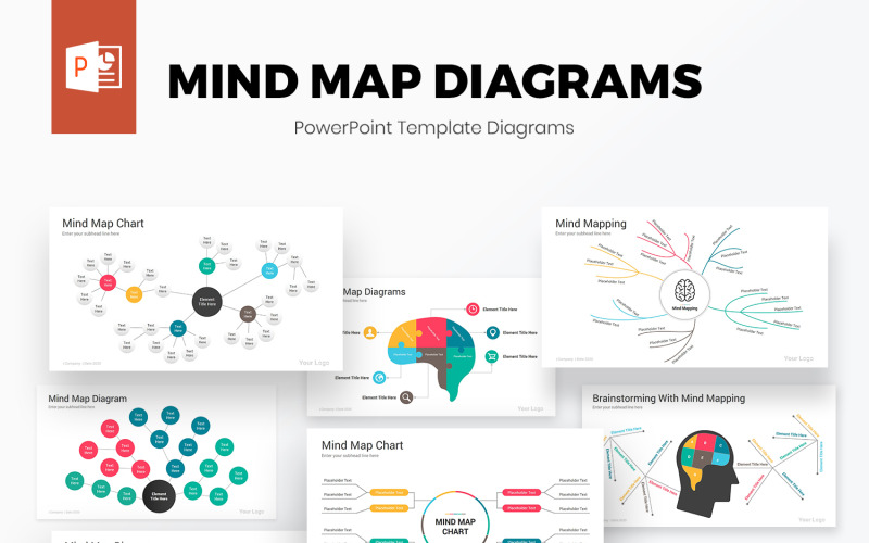 Plantilla de diagramas de PowerPoint - mapa mental