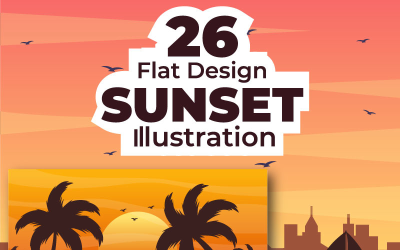 26 Illustrazione di sfondo del paesaggio al tramonto