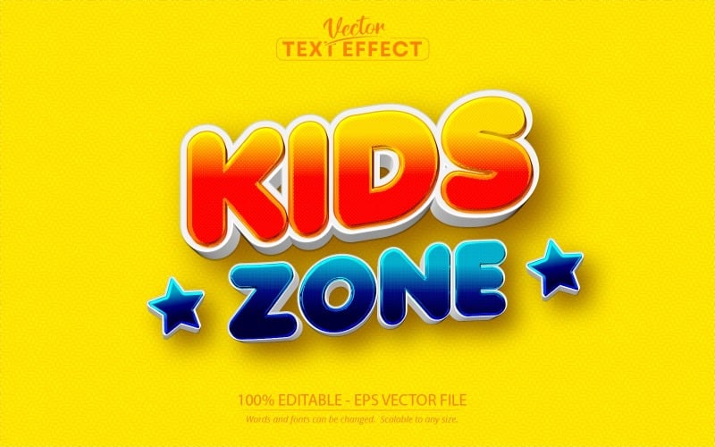 Kids Zone - Editable Text Effect, Shiny Cartoon Text Style, Graphics ...