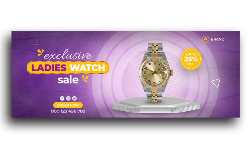 Modelo de capa do Facebook para venda de relógios femininos