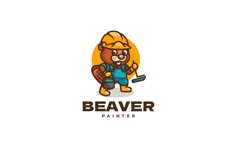 Шаблон логотипа мультфильм бобер