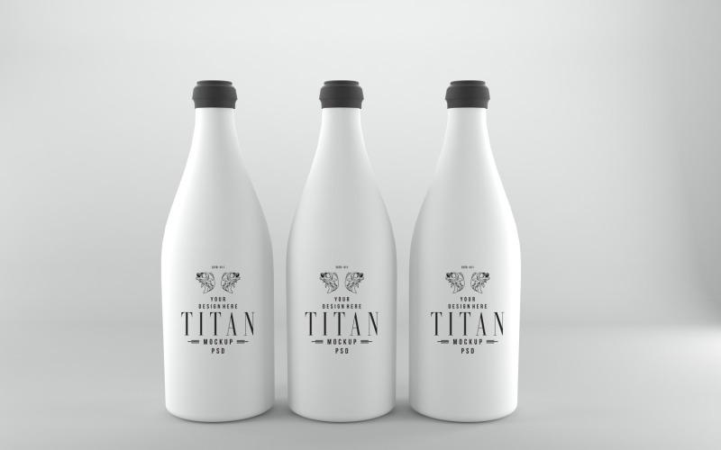 3D-Darstellung einer drei weißen Flasche auf weißem Hintergrund