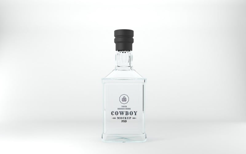 3D-Darstellung einer Flasche isoliert auf einem weißen Glasflaschenhintergrund