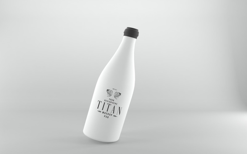 3D-Darstellung einer weißen Flasche auf weißem Hintergrund