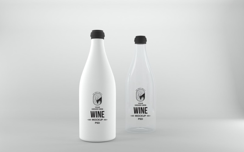 3D-Darstellung einer weißen Flasche mit schwarzer Kappe auf weißem Hintergrund