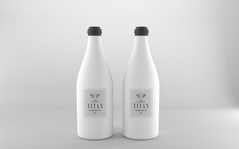 3D-Darstellung von zwei weißen Flaschen auf weißem Hintergrund