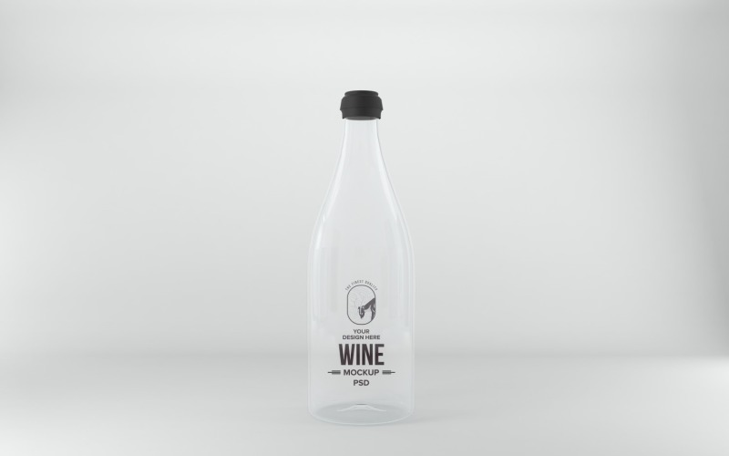 3D-rendering av en klar flaska med en svart lock isolerad på grå bakgrund