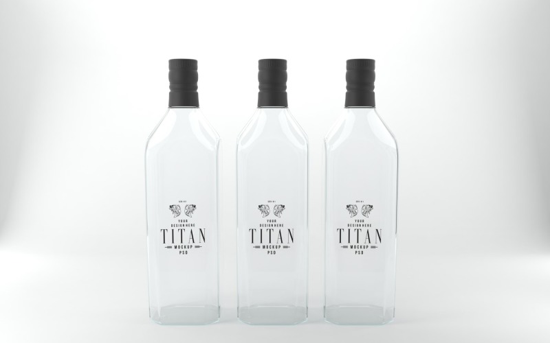3D-rendering av klar Tre flaskor med korklock isolerad på vit bakgrund
