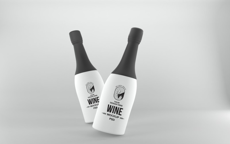 3D-rendering av vit Två flaskor med svarta lock isolerad på vit bakgrund