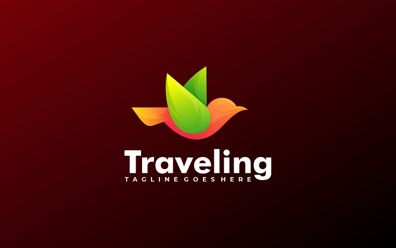 Vogel-reisendes Farbverlaufs-buntes Logo