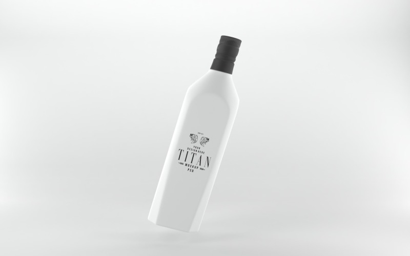 Weiße Flasche mit schwarzer Kappe auf weißem Hintergrund