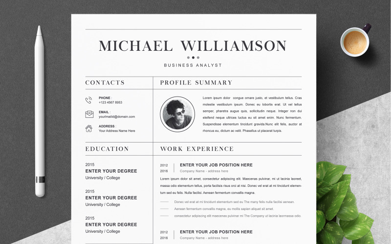Williamson / CV Template Modelos de currículo para impressão