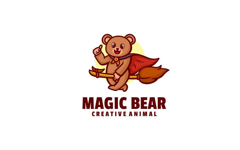 Logotipo de dibujos animados de la mascota del oso mágico