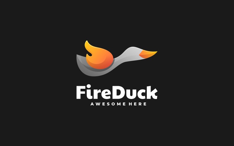 Стиль логотипа градиента огненной утки