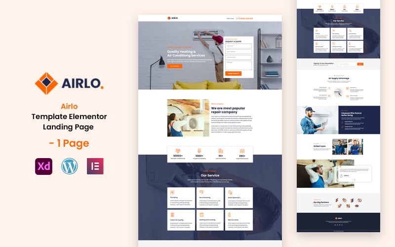 Airlo - Ac Services Ready to Use Elementor One-Page-Vorlage