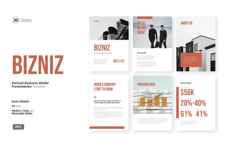 Bizniz - вертикальна бізнес-презентація Powerpoint