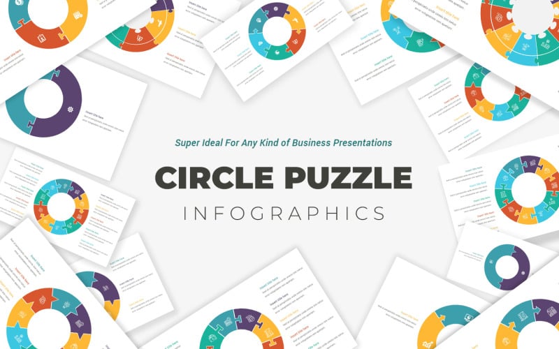 Cirkel pussel PowerPoint Infographics mall