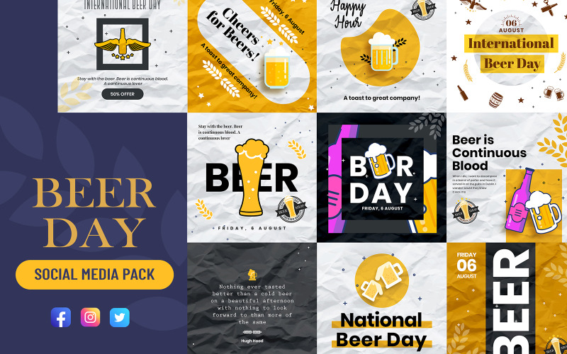 Pacchetto social media per la giornata della birra