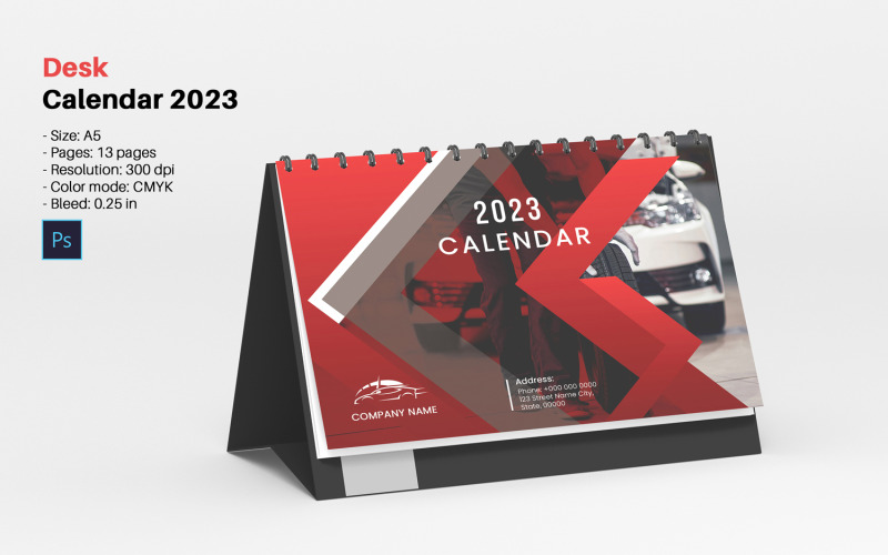 2023 Desk Calendar Printable Template - TemplateMonster
