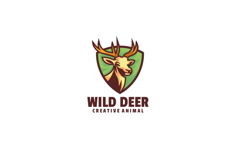 Dziki jeleń prosty styl logo maskotki
