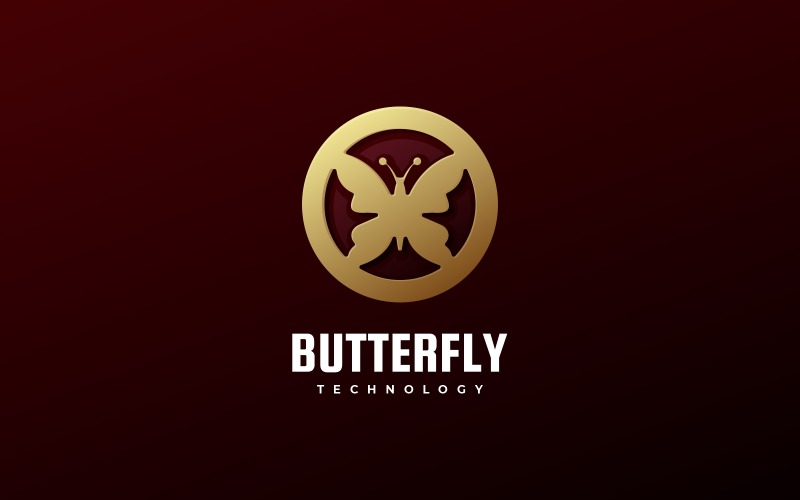 Modèle de logo de luxe papillon
