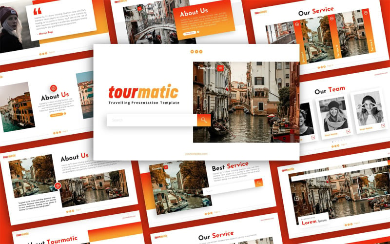 Modello di presentazione PowerPoint multiuso da viaggio Tourmatic