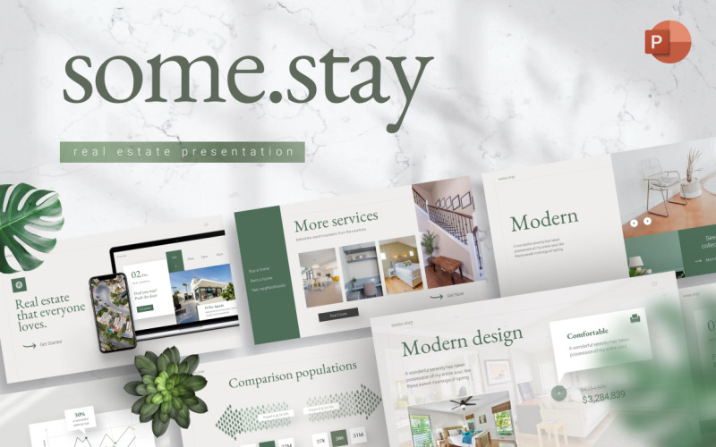Modello PowerPoint di Somestay minimalista immobiliare