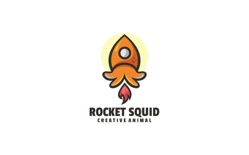 Rocket Squid Simple Mascot Logo