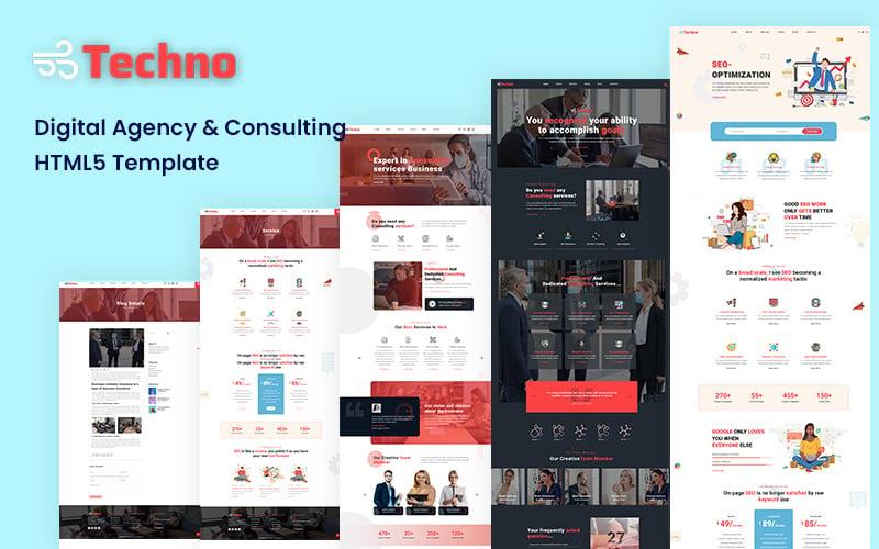 Webbplatsmall för digital byrå och minimal konsulting Bootstrap HTML5