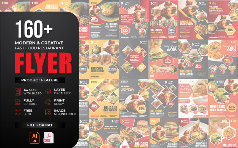 Yaratıcı ve modern Fast Food Restaurant el ilanı şablonu