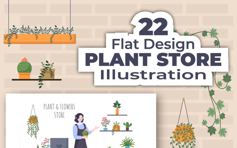 22 Blumenladen und Pflanzenladen Hintergrundillustration