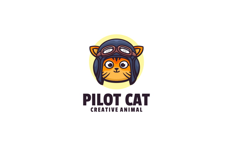 Logo mascotte semplice del gatto pilota