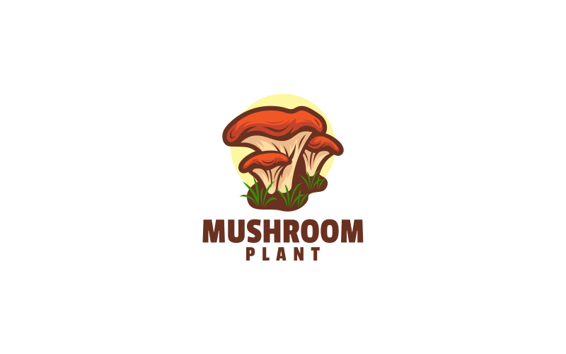 蘑菇简单吉祥物标志风格