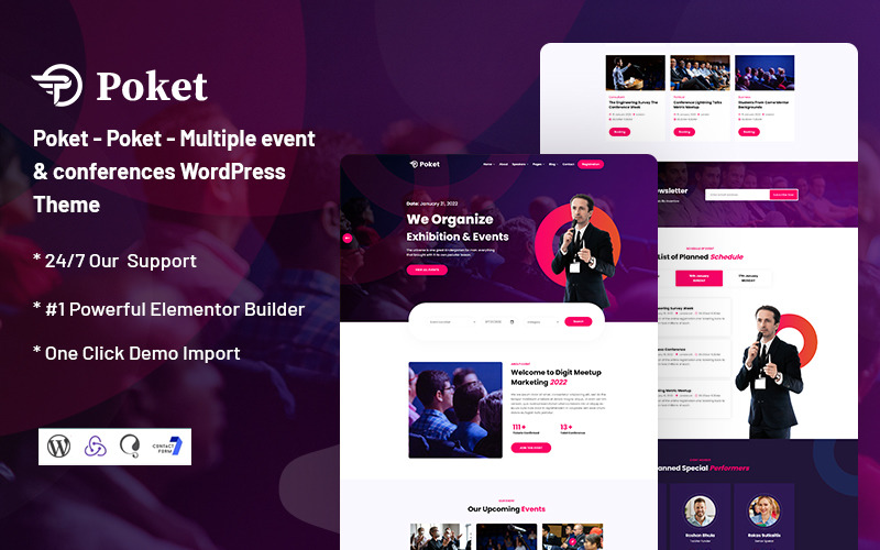 Poket - Flera evenemang och konferenser Responsivt WordPress-tema