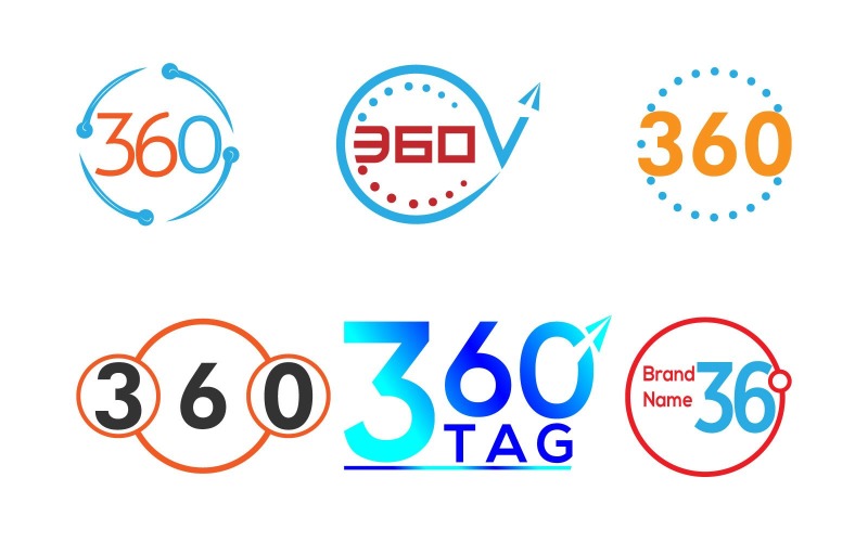 360 视图标志设计矢量 6 模板