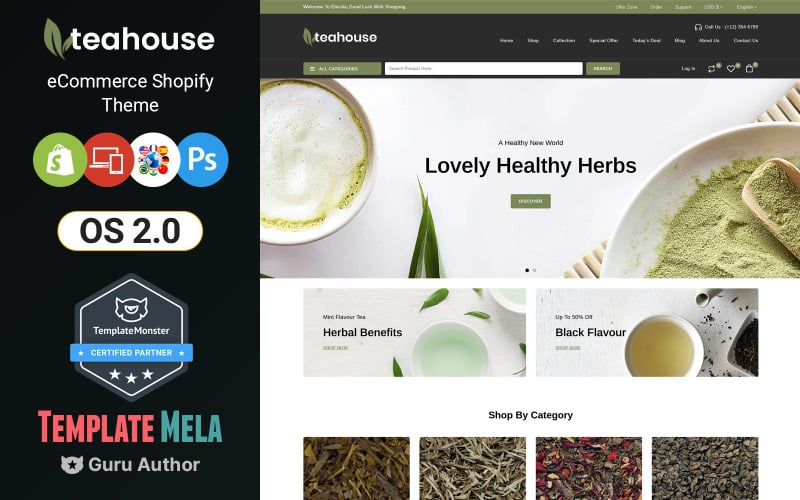 Teahouse – Tee, Kaffee und Gewürz Shopify Theme