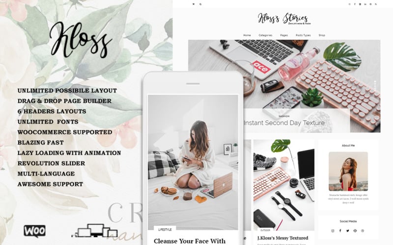 Kloss - Elegante tema de blog de WordPress
