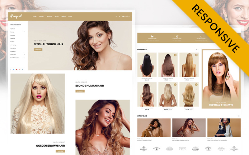 Praycut - 女性发型和假发商店 OpenCart 响应模板