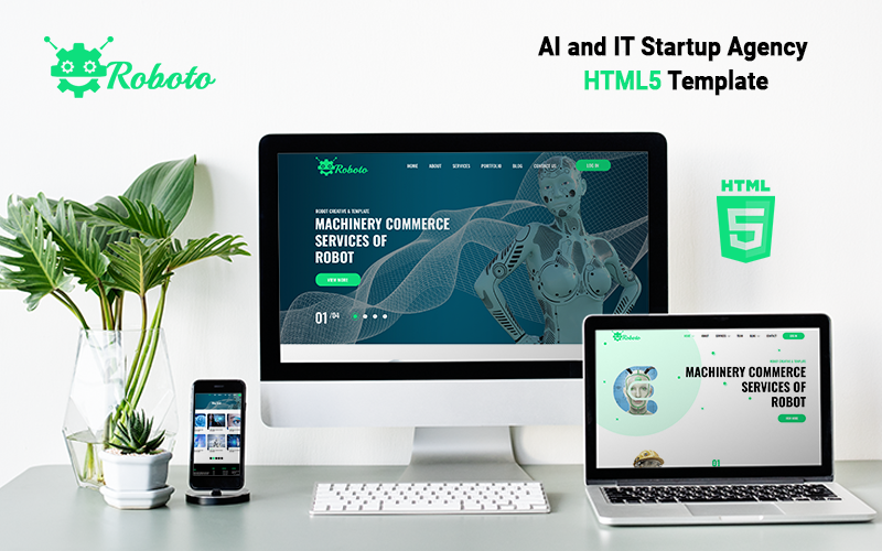 Roboto - Modello HTML5 per agenzia di avvio di IA e IT
