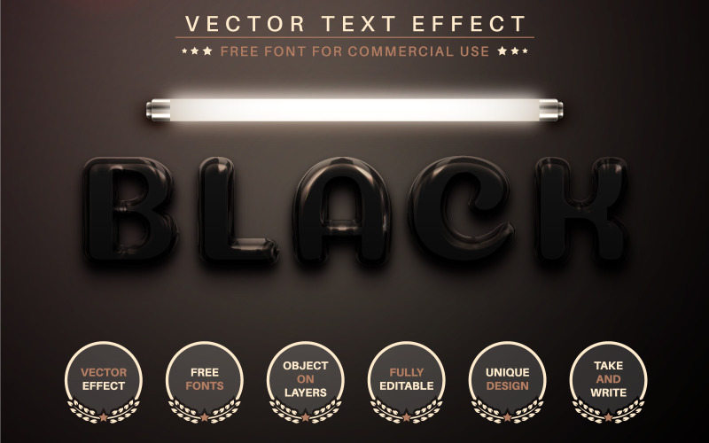 Чорне світло – текстовий ефект, який можна редагувати, стиль шрифту, графічна ілюстрація