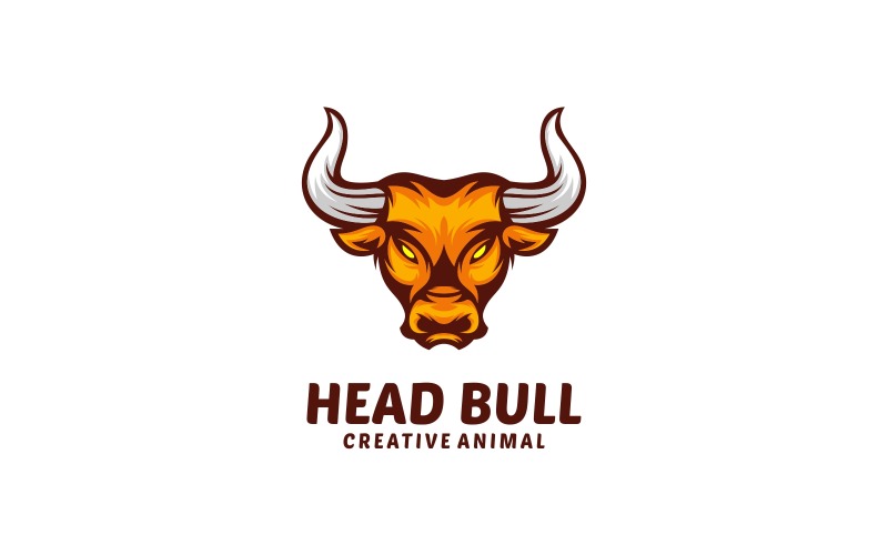 Logo mascotte semplice testa toro
