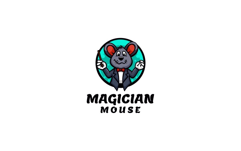 Logotipo de desenho animado do rato mágico