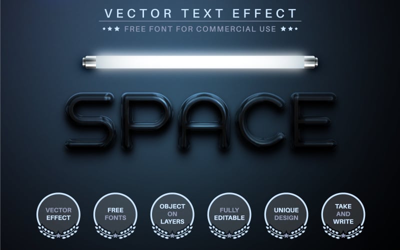 Glow Space - bewerkbaar teksteffect, letterstijl, grafische illustratie