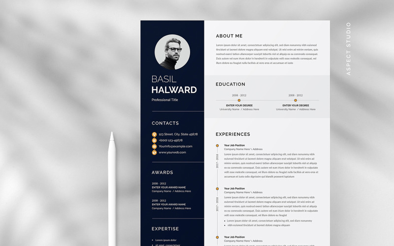 Basil Hailward Resume CV Template #223528 - TemplateMonster