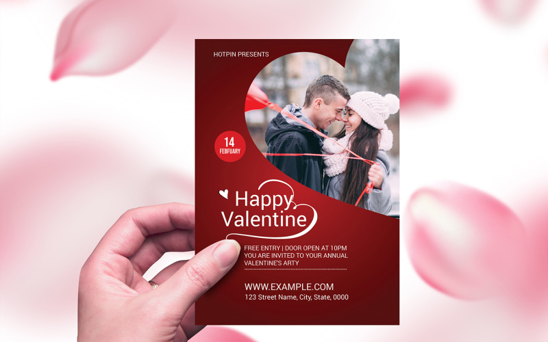 Sjabloon voor Valentijnsdag Feest Flyer Huisstijl