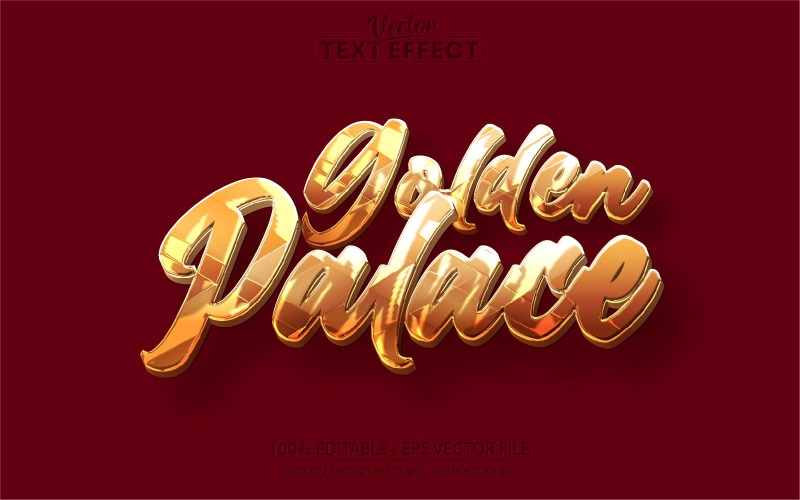 Golden Palace - redigerbar texteffekt, metalliskt guld textstil, grafikillustration