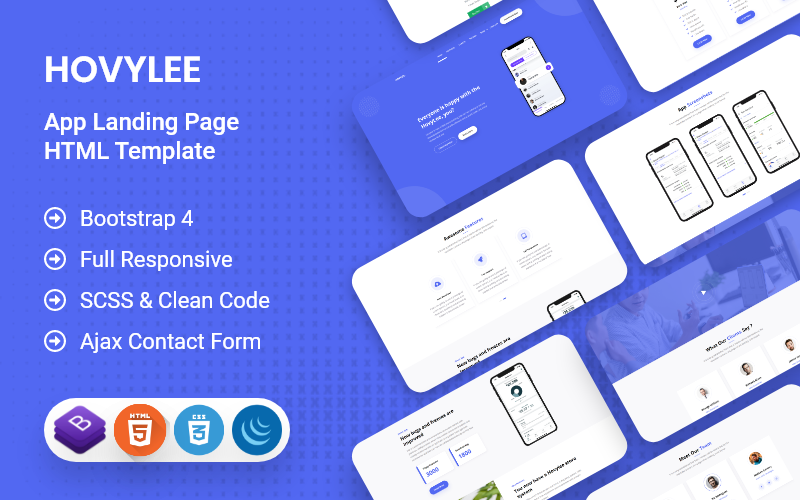 Hovylee - Modello HTML della pagina di destinazione dell'app